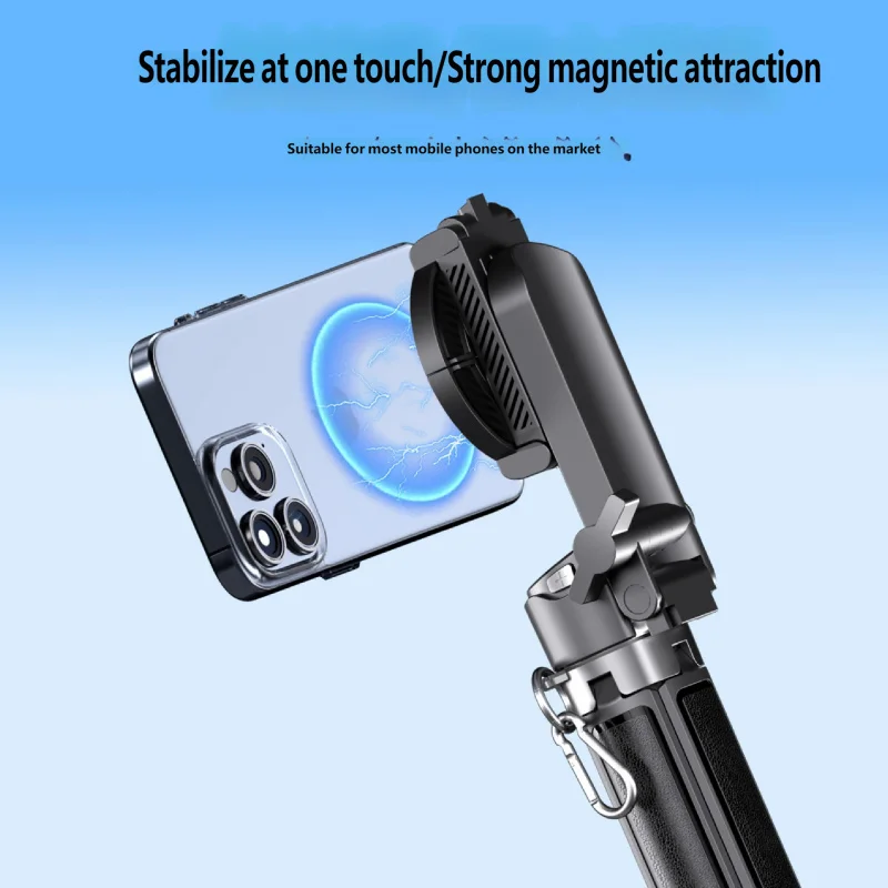 Magnetic Selfie Stick Tripod Anti-shake Extendable Phone Holder for Live Streaming Vlog Zoom Travel iPhone Samsung Android