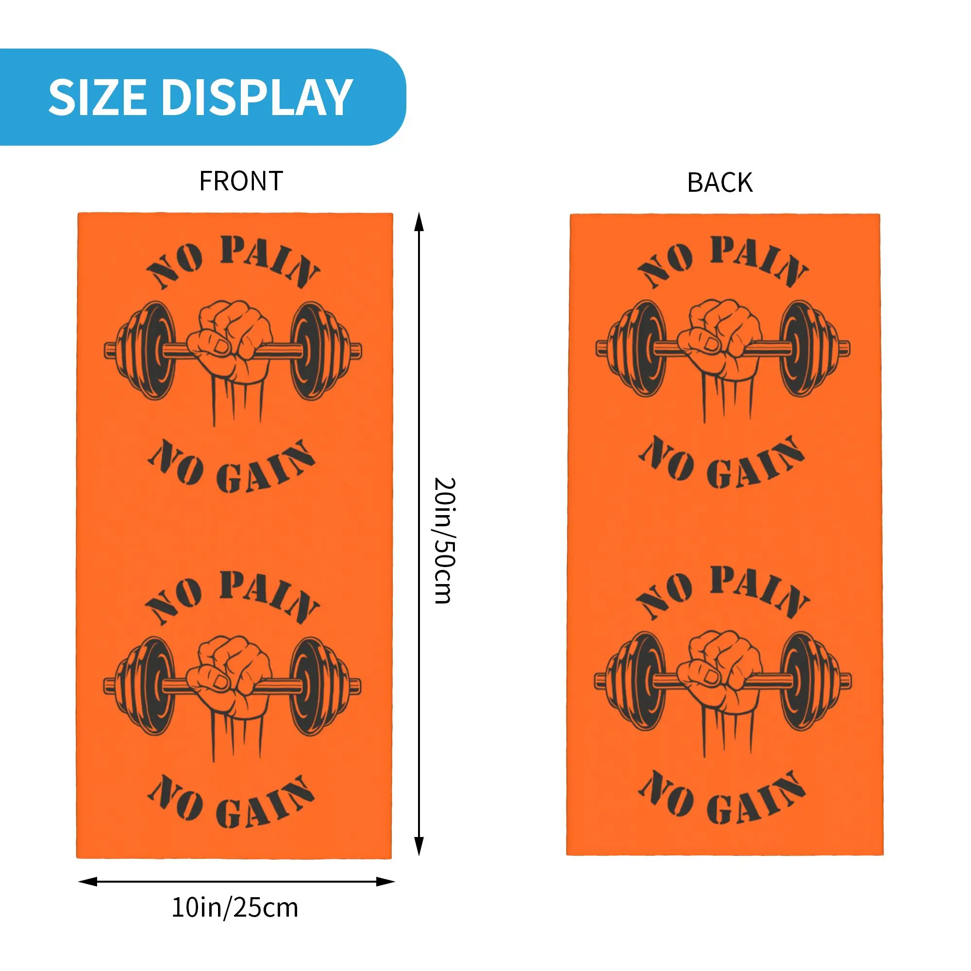 Custom No Pain No Gain Bandana Neck Gaiter Windproof Face Scarf Cover Men Women Bodybuilding Fitness Gym Headwear Tube Balaclava