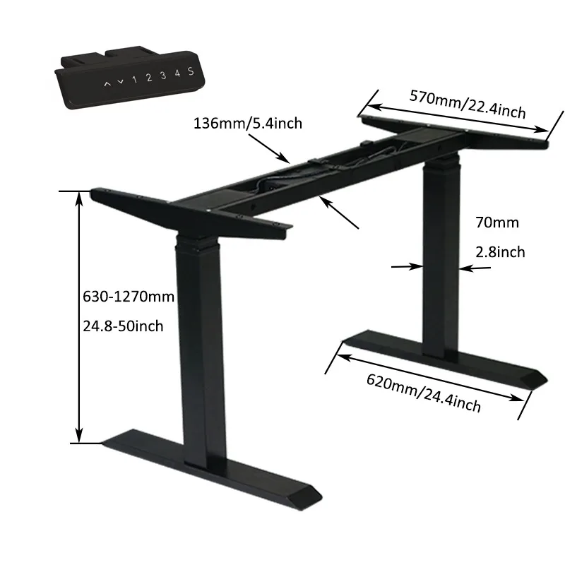 2022 New Office Height Adjustable Stand Up Metal Table Leg Frame Motorized Sit Standing Desk Steel Frame