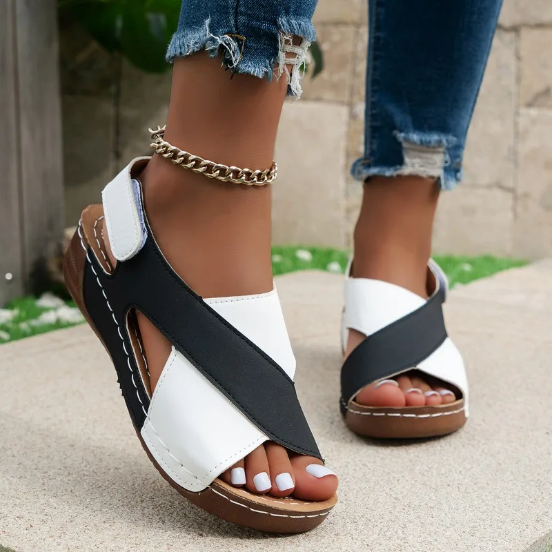 

Women Sandals Wedges Sandals Fashion Peep Toe Lightweight Summer Shoes Non Slip Outdoor Beach Shoe Plus Size Women Roman Sandals