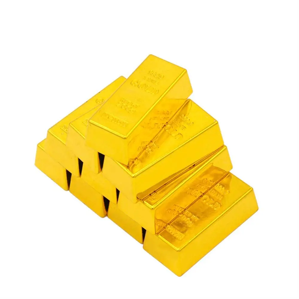 Ideal Gift Simulation Fake Gold Bar Paperweight Door Stop Golden Brick Plastic Movie Prop Bullion Bar Novelty Gift