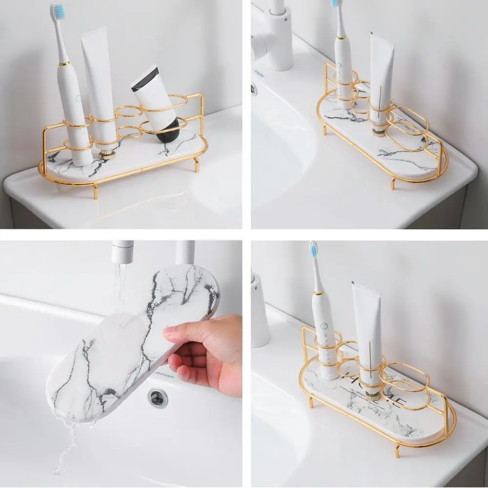 Modern Minimalist Toothbrush Holder Diatomite Drying Tray Bathroom Vanity Organizer Rack For Countertop Storage Needs