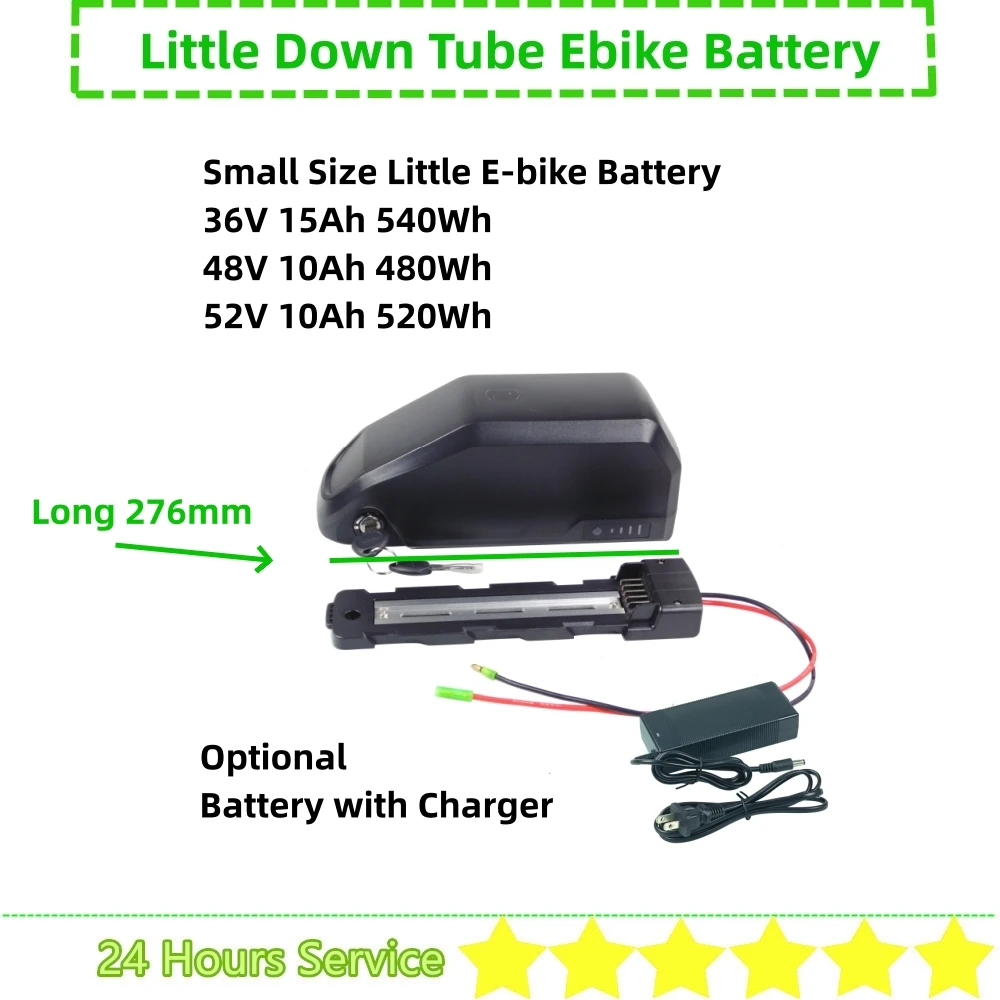 Little Short Down Tube Dolphin Ebike Battery 36v 10Ah 15Ah 48V 10Ah 52V 10Ah Li-ion for 250w 350w 500w 750w E-bike Battery