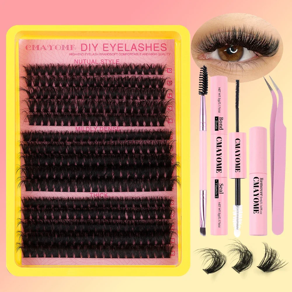 Kit de cils en grappe, Volume individuel moelleux, épais, mixte 60D 100D 3D, Extension de faux cils vaporeux, maquillage