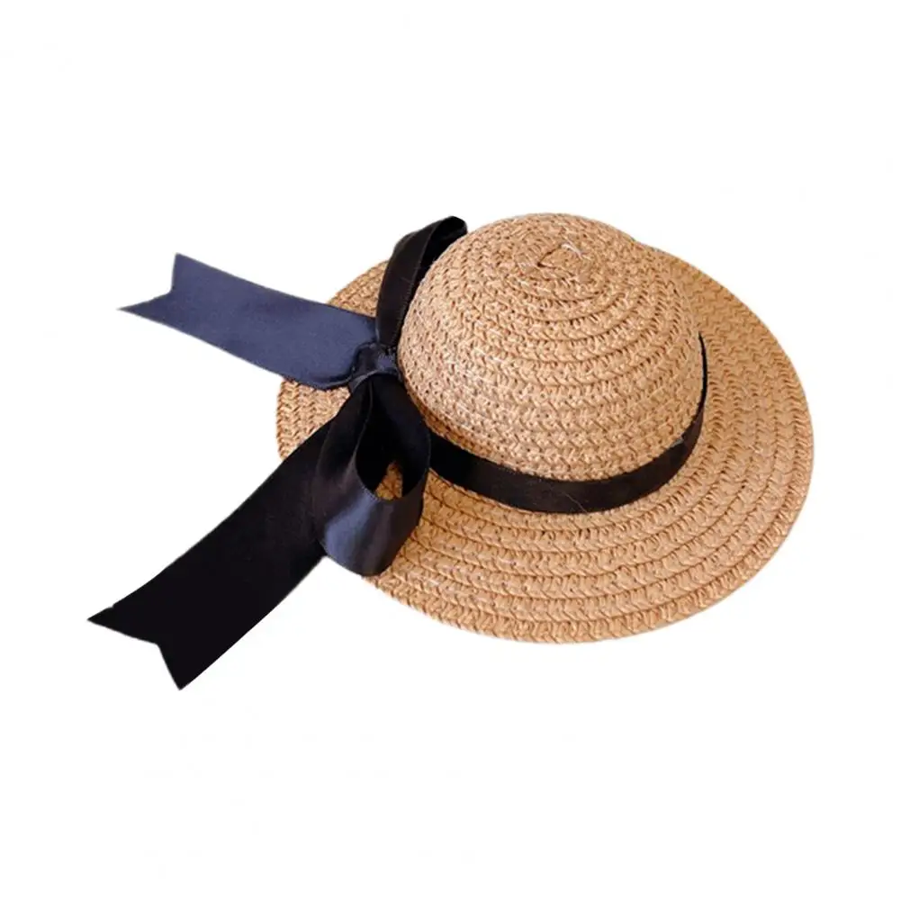 Pet Straw Hat Dress Up Adorable Fashion Pet Cat Dog Bowknot Sun Hat Elastic Adjustable Strap Cat Hat Pet Supplies