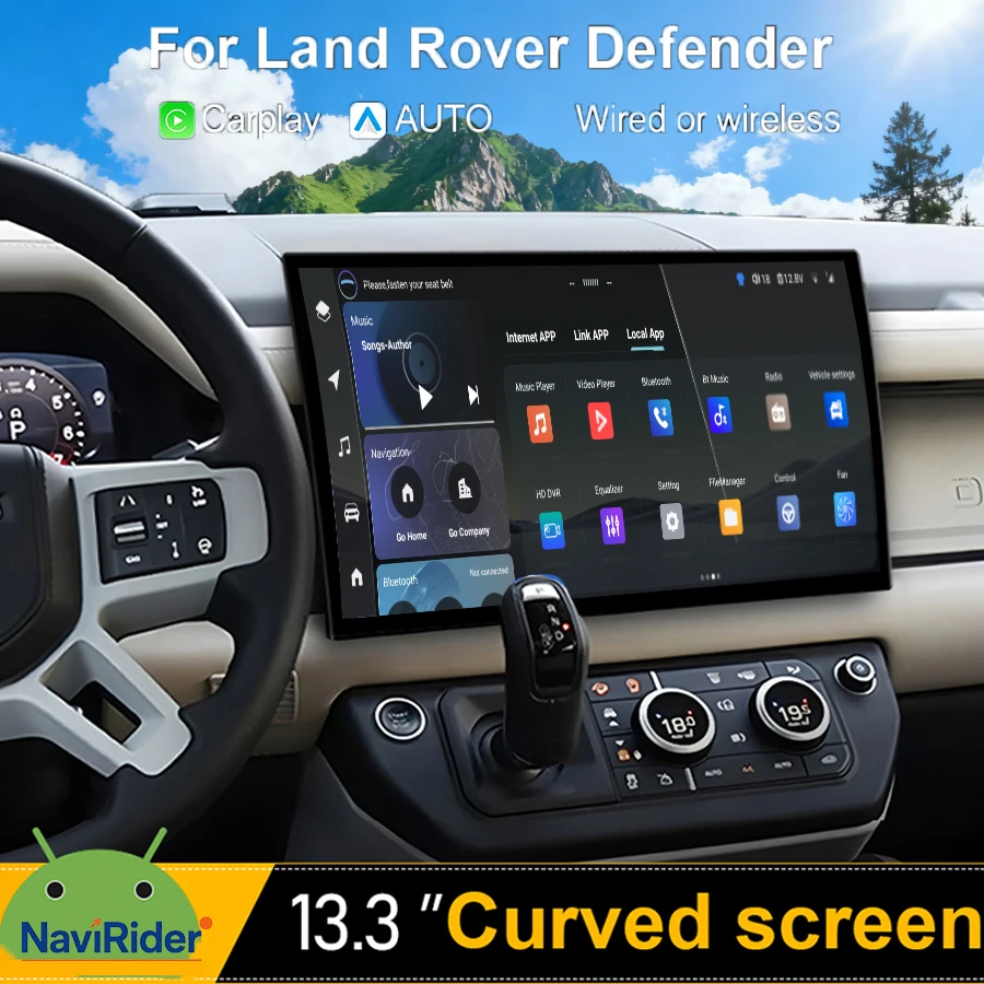 13.3inch Android Auto Head Unit For Land Rover Defender 2020-2024 GPS Bluetooth Navigation Stereo Car Multimedia Player Carplay