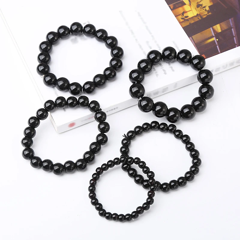 Natural Black Obsidian Stone Bracelet Promote Blood Circulation Relax Anxiety Relief Healthy Weight Loss Bracelets Women Men