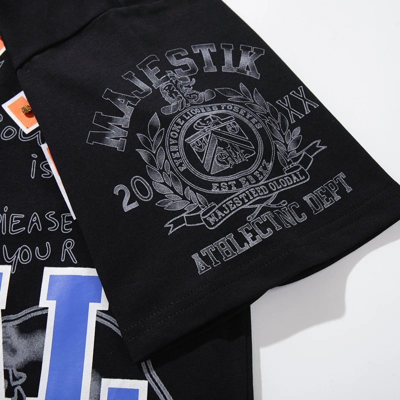 Y2K Streetwear Oversized Half-Zip Poloshirts für Männer, Bunter Glänzender Diamant-Graffiti-Druck, Locker Sitzend, Hip-Hop Casual T-Shirt – Detail 13