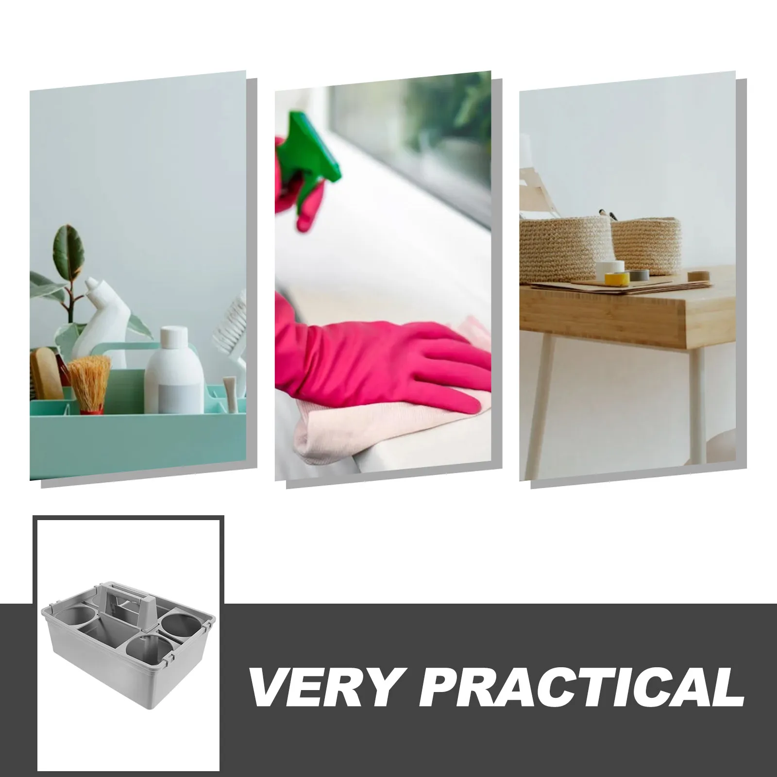 

Большая корзина для чистящих средств, пластиковый органайзер для хранения с несколькими отделениями для дома, гостиничного номера, рабочего стола