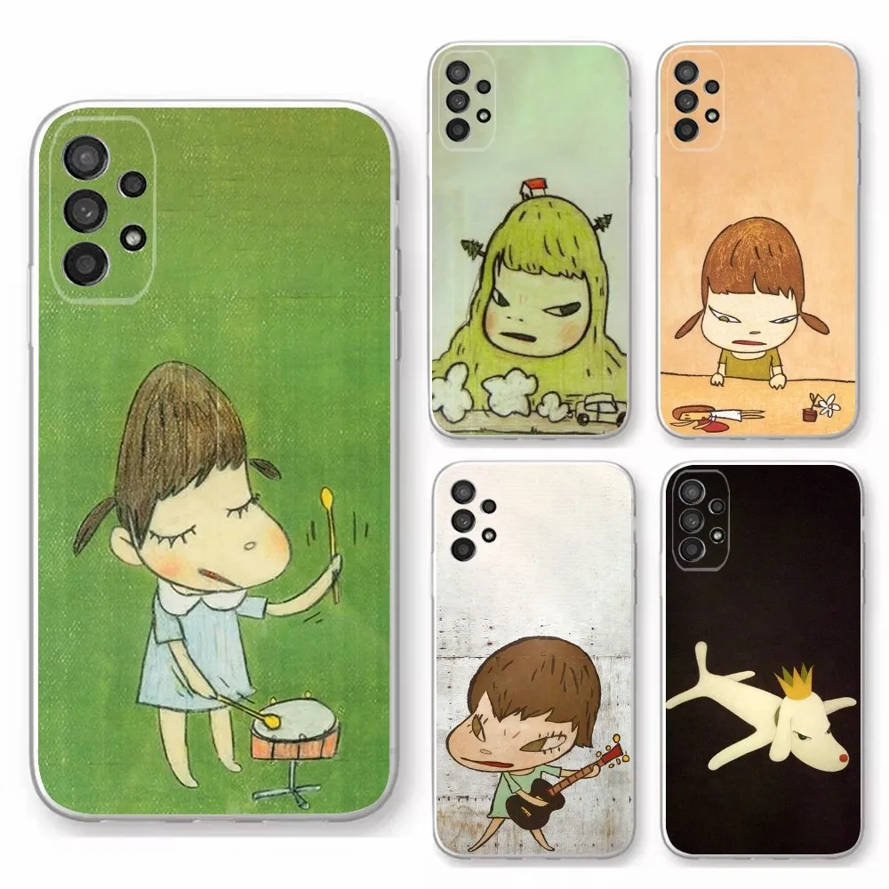 

Yoshitomo Nara Art Phone Case For Samsung Galaxy A71,70,52,40,51,31,A50,21S,30S,Note20ultra Transparent Cover