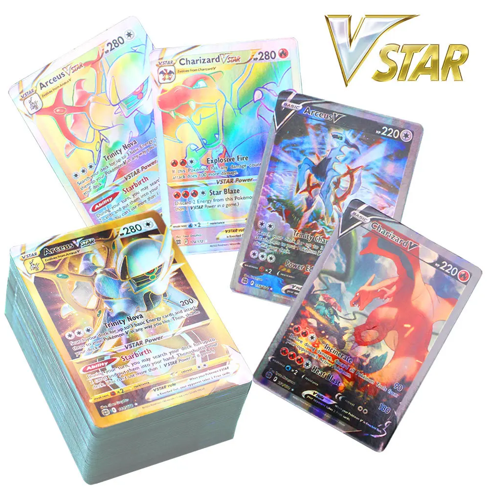 6/12Pcs Pokemon Cards Oversized Shiny English Vstar Vmax GX Charizard Arceus Pikachu Kids Collection Birthday Gift Kids Toy