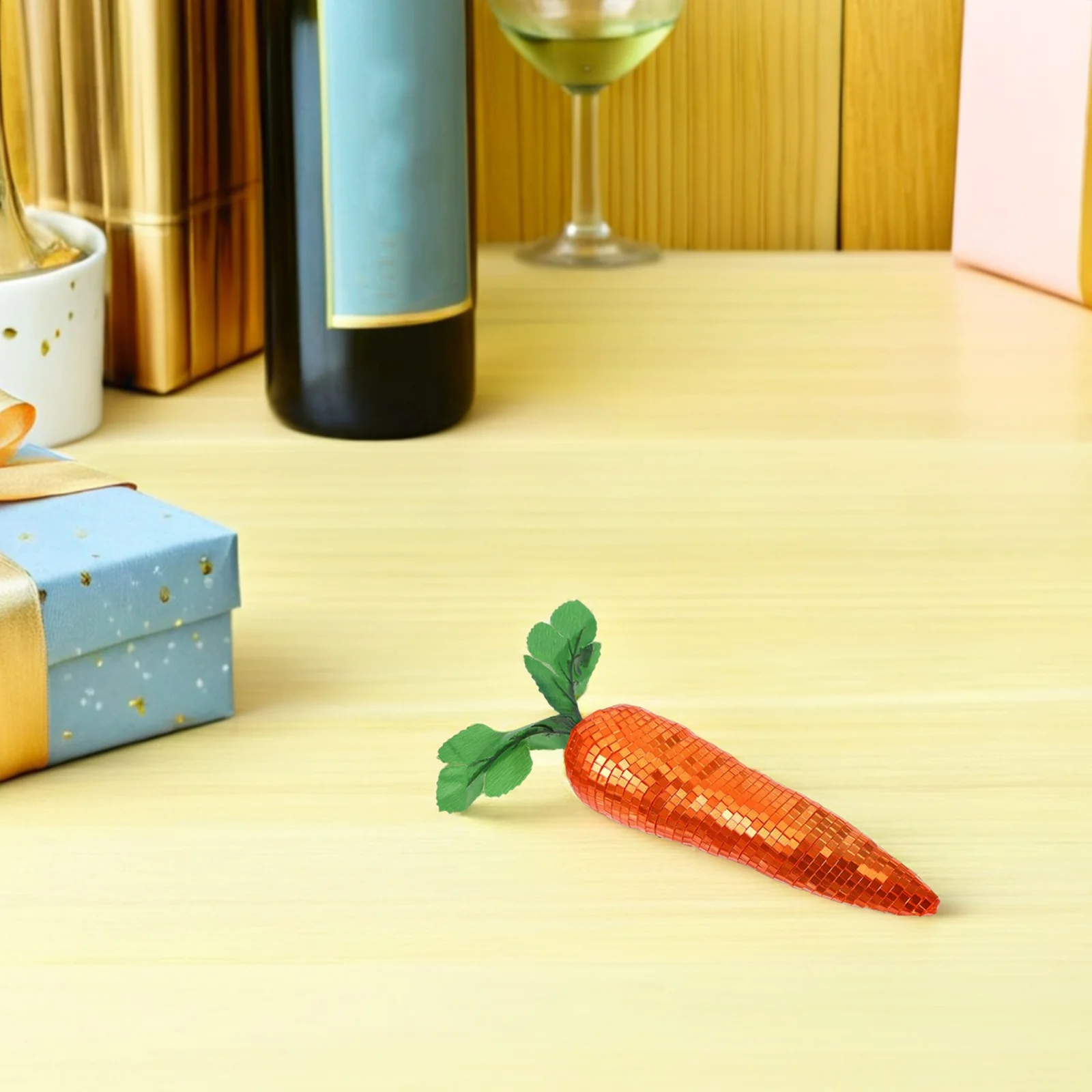 

Disco Carrot Statue Reflective Mirror Mosaic Ornament for Easter Tree Hanging Decor 70S Retro Party Centerpiece Kitchen Desktop