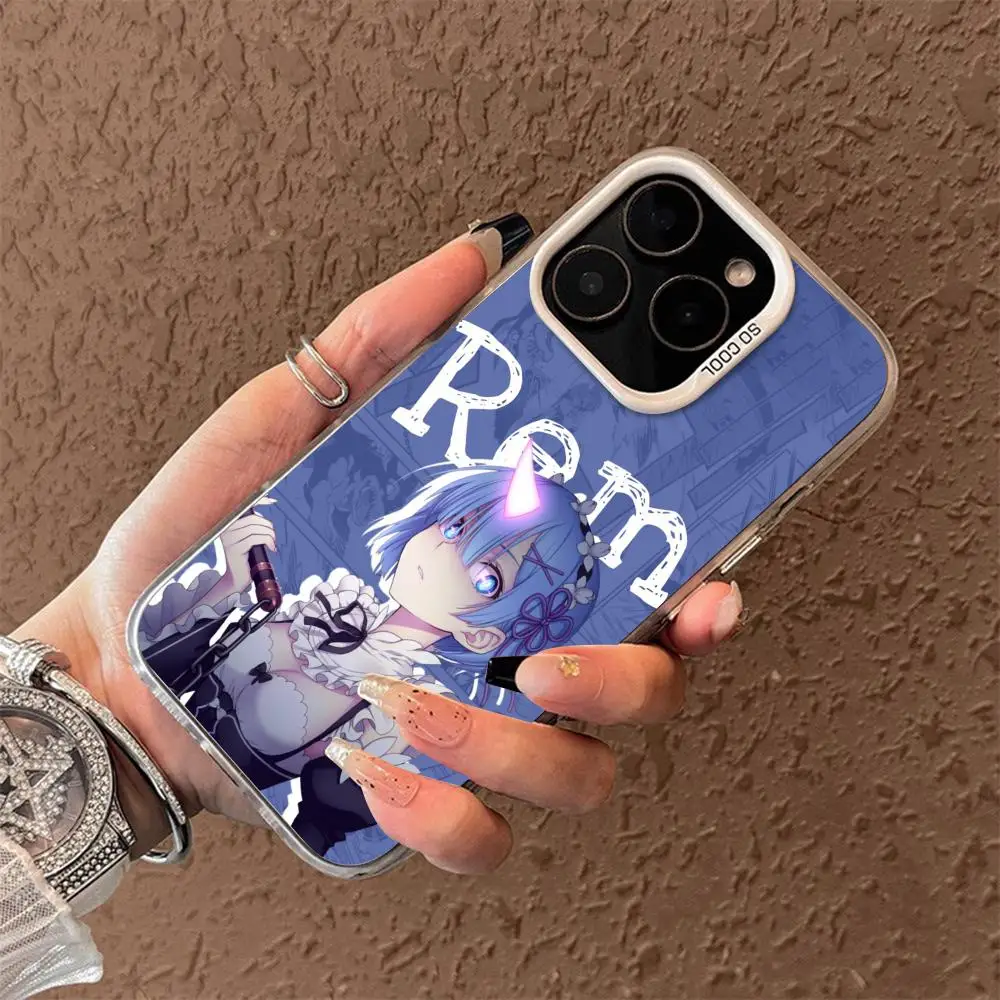 Funda para Teléfono R-Ram & Rem Compatible con iPhone 17/16/15/14/13/12/11 Pro Max Plus, Funda Plateada Colorida, Brillo Metálico, TPU