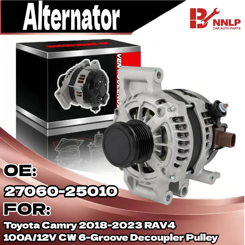 

Alternator for Toyota Camry 2018-2023 RAV4 100A/12V CW 6-Groove Decoupler Pulley 27060-25010