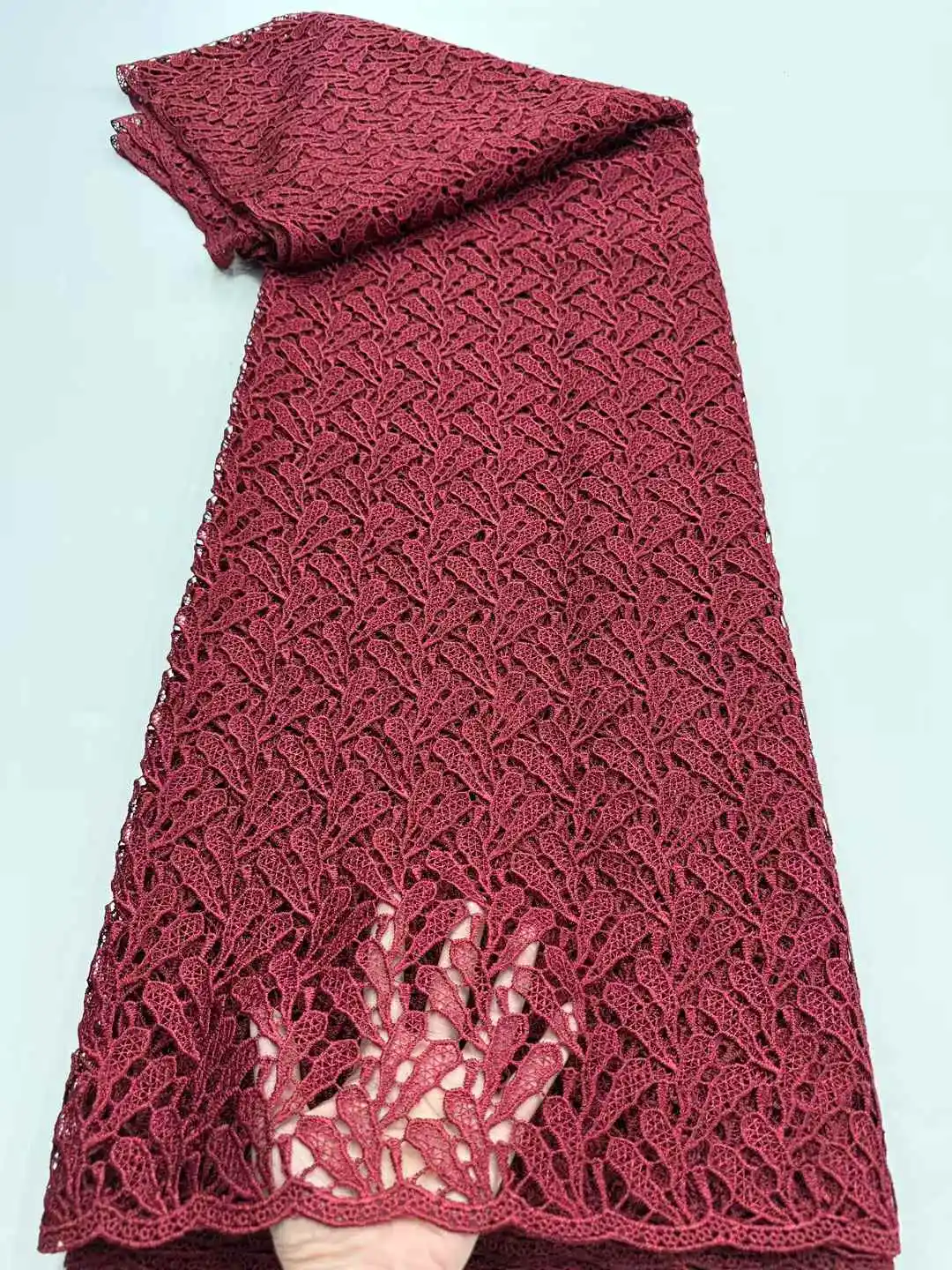 African Guipure Cord Lace Fabrics 5 Yards White 2025 New Nigerian Water Soluble Lace For Women Dresses Sew-Ruf