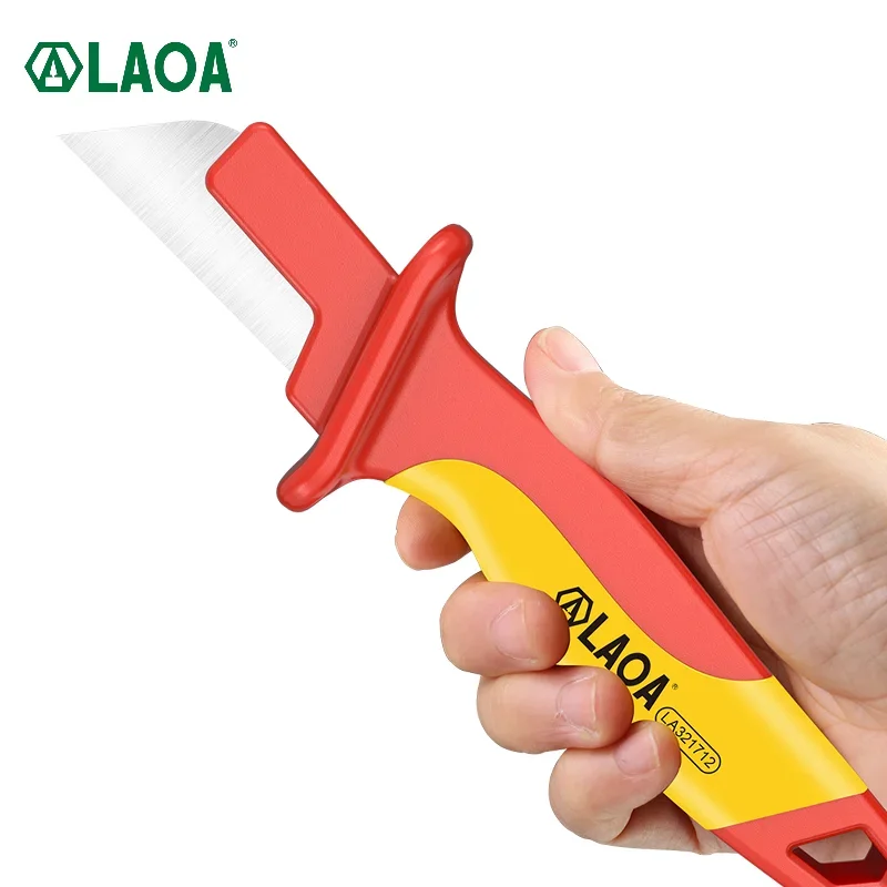 Insulated withstand Voltage Electrician Knife VDE 1000V Cable Stripping Knife Straight Curved Hook Fixed Blade Wire Strippe