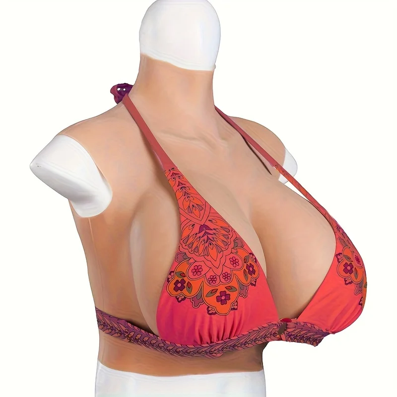 Silicone Chest Plates with High Neck And Ultra Lightweight Fake Chest, Suitable for Cross Dressing, Role-playing, And Film Props