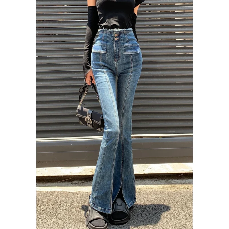 

Vintage Blue Jeans Women High Waisted Baggy Pants American Fashion Streetwear Denim Summer Y2K Style Straight Wide Leg Trouser