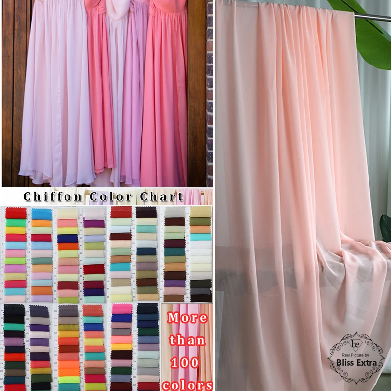 

Pink Chiffon Fabric for Bridesmaid Dresses Wedding Party Decoration Georgette Backdrops Curtains DIY Sewing Material Wide 150cm