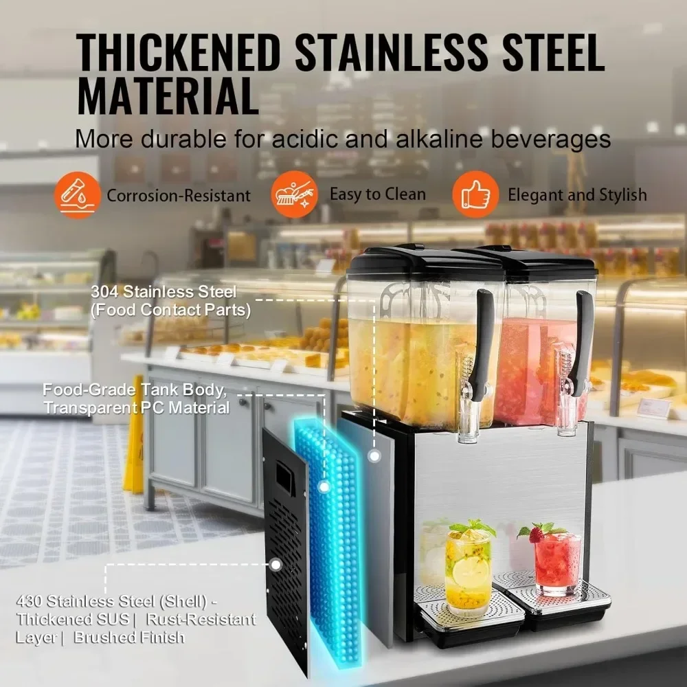 

BestsellerBestsellercommercial beverage dispenser, 2 tanks 12 l / 12.7 qt per tank juice dispenser, 286w stainless steel ice tea