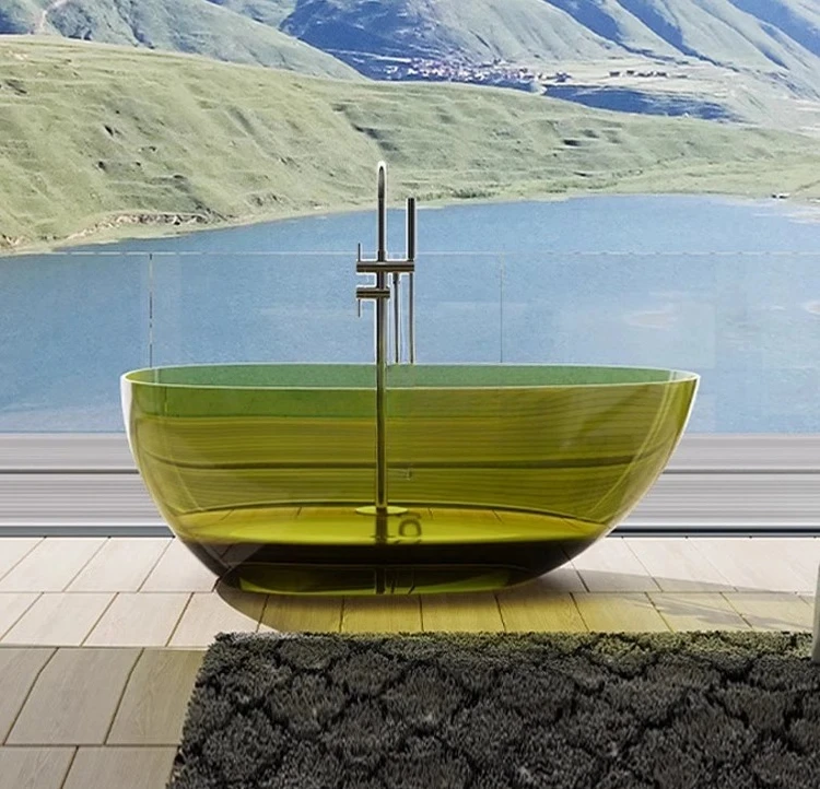 Y1 Pure acrylic goose egg-shaped transparent bathtub colored resin hotel double bathtub