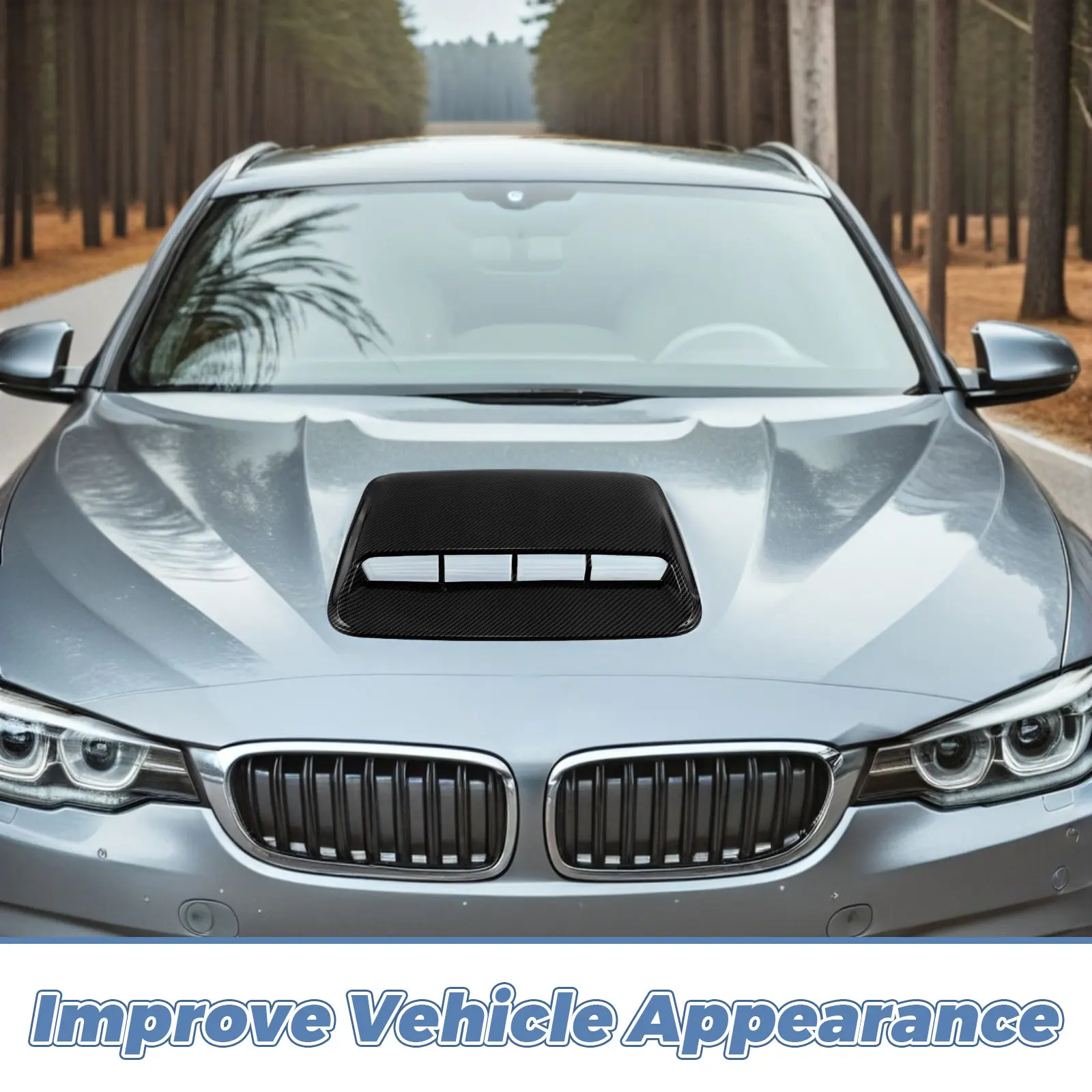 Hood Vent Scoop Decorative Car Trim Leaf Shaped ABS Material Air Outlet Cover Engine Bonnet Automotive Intake