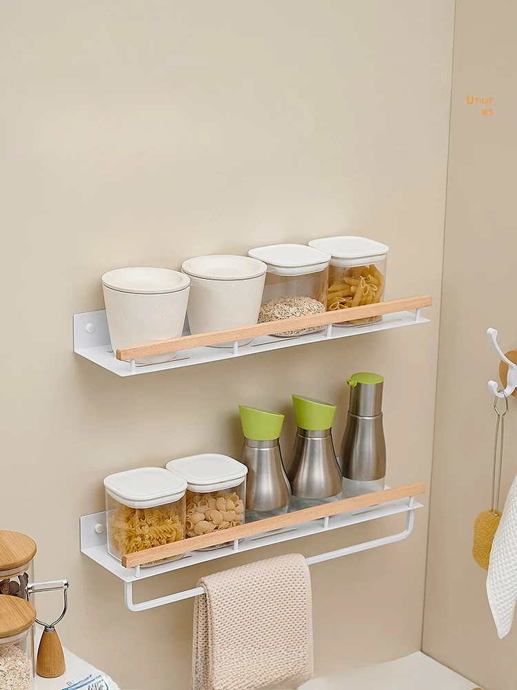 Kitchen seasoning shelves, wall hanging, condiment storage racks, free of beating