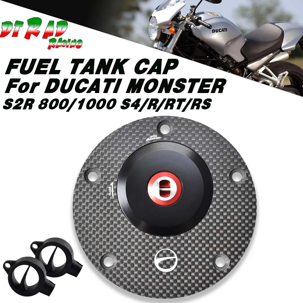 Motorcycle Locking Fuel Tank Cap Anti Theft Part For DUCATI MONSTER S2R 800/1000 S4/R/RT/RS Carbon Fiber Sports Gasoline Cap