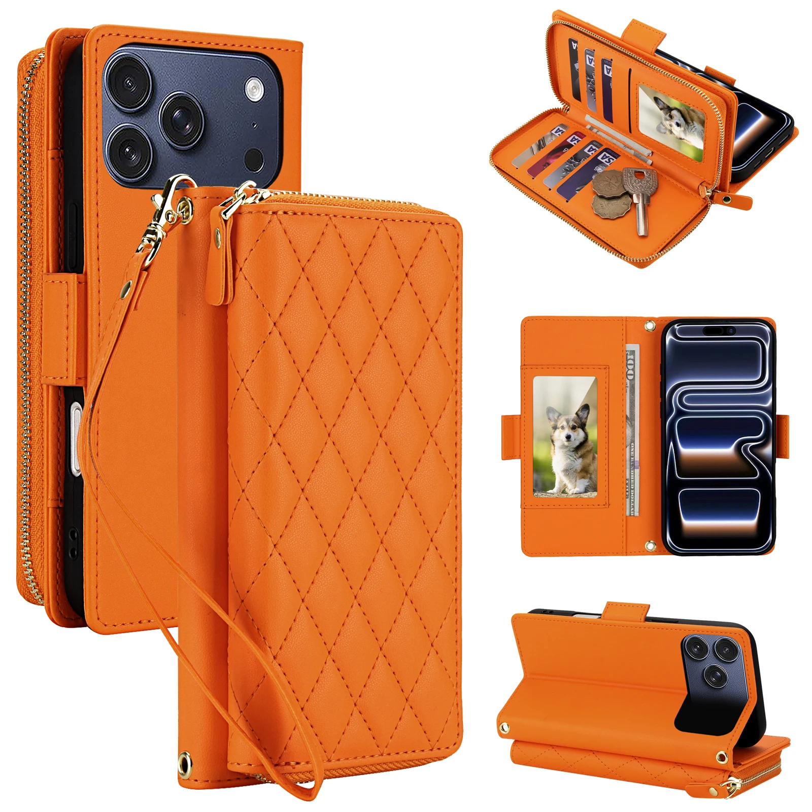 Luxury Crossbody Wallet Leather Cards Holder Case For iPhone 18 Pro Max 17 16 15 14 13 12 11 Shockproof Stand Bag Pocket Cover
