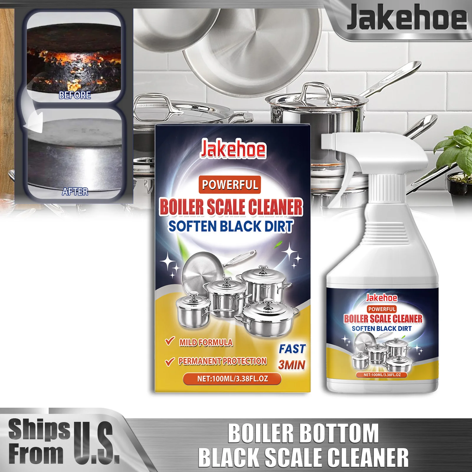 

100ml Boiler Cleaner Remove Kitchenware Blackening Scale Stubborn Stains Dirts Cleaning Home Polishing Oven Pan Bottom Descaler