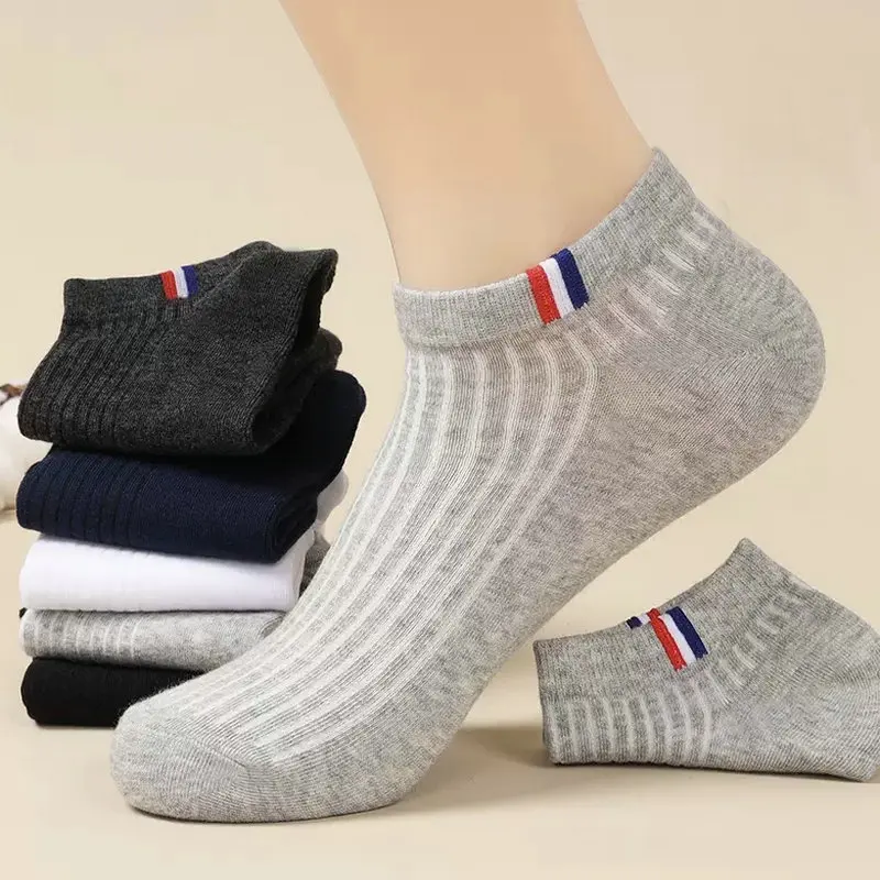 1/5Pairs Men Sports Boat Socks Breathable Short Casual Socks Summer Cotton Sports Socks Absorb Sweat Ankle Sock Set