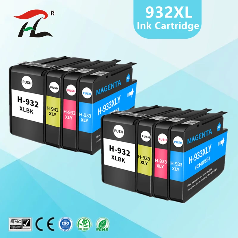 

YI LE CAI 8PK 932XL 933XL 932 933 Ink Cartridge for hp932 compatible for hp Office jet 6100 6600 6700 7110 7610 7612 printer