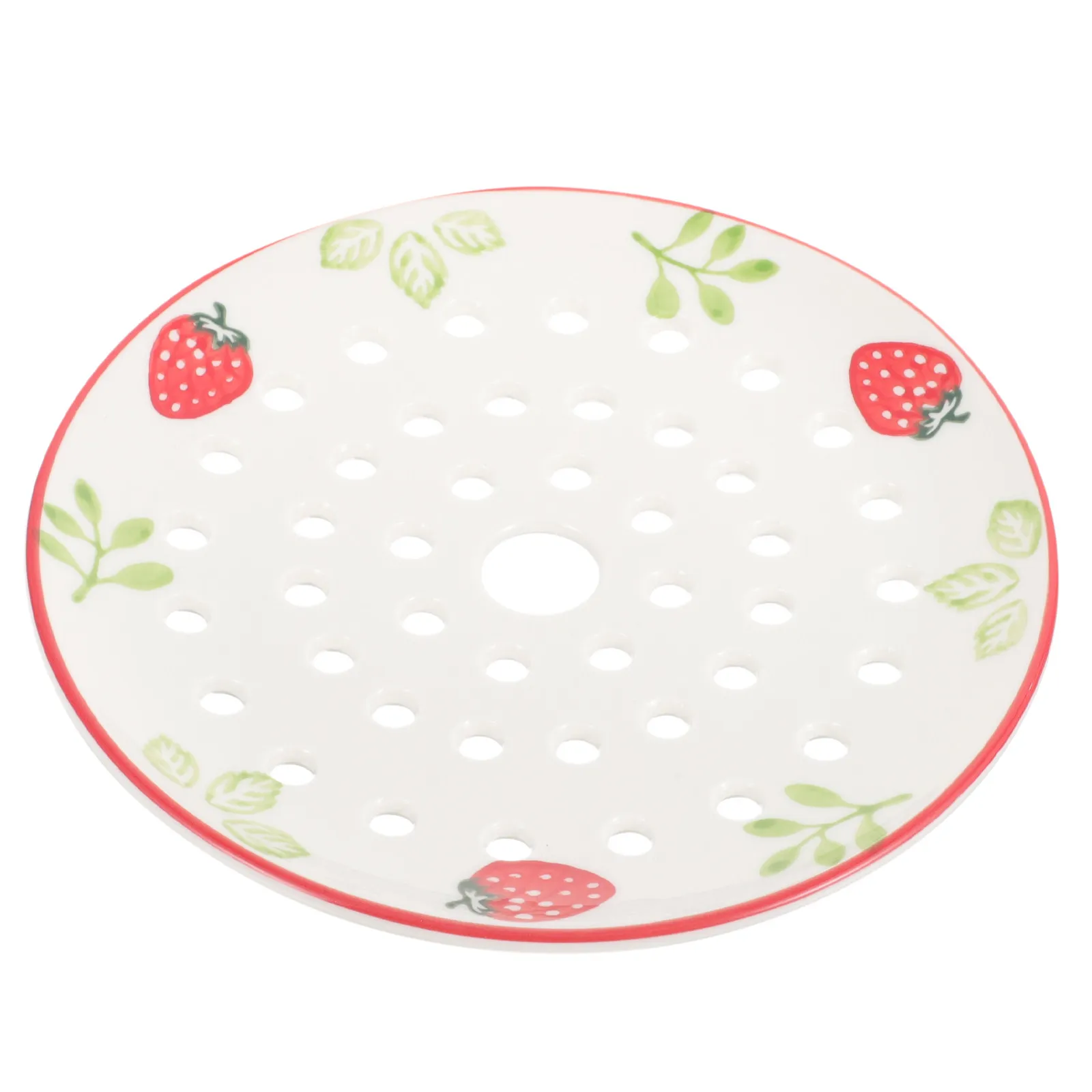 Ceramic Steamer Plate with Holes for Dumplings, Buns, Fish – Fast Heat Conduction, Decorative Design