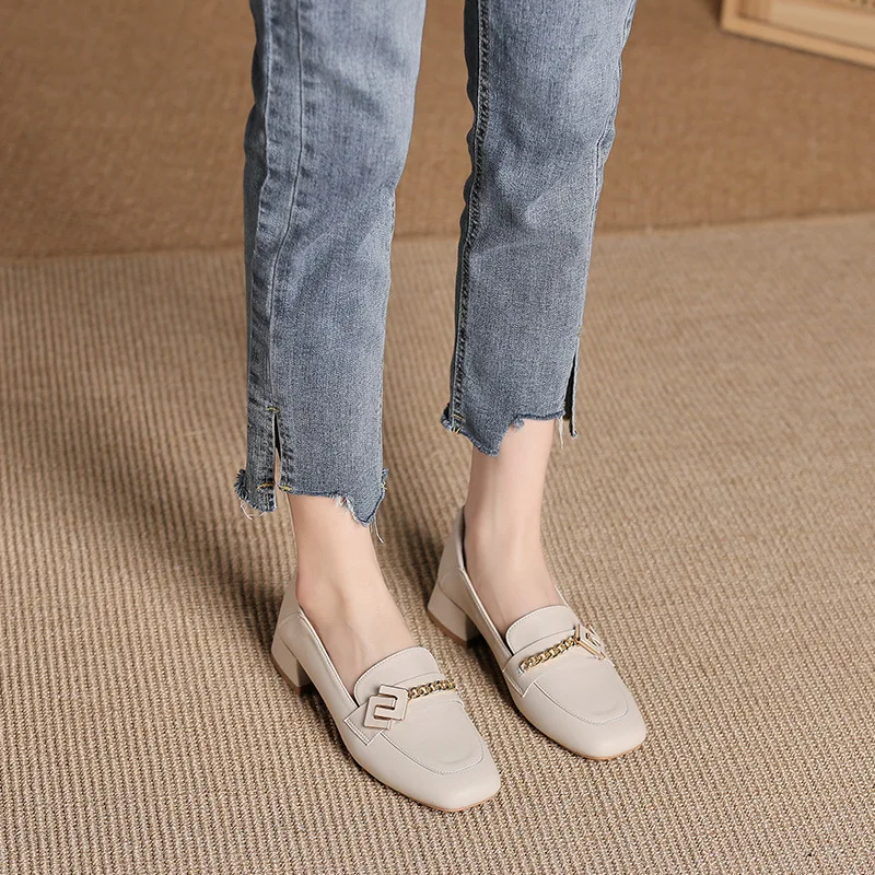 TOPHQWS 2023 New Vintage Women Mary Janes Shoes Casual Round Toe Heels High Quality Soft Leather Loafers Female Designer Shoes