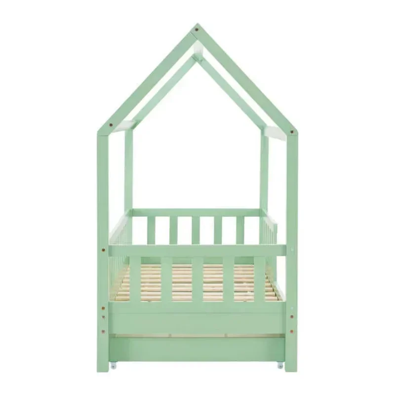 Lit Montessori en Bois à Deux Cadres avec Rails pour Enfant Fille, Nouvelle Collection