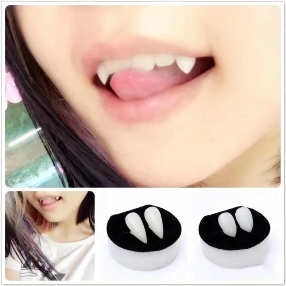 13/15/17/19mm 4pcs/set Fake Resin Vampire Teeth Horror Hallowee party Fangs Decoration DIY Devil Cosplay Masquerade Decoration