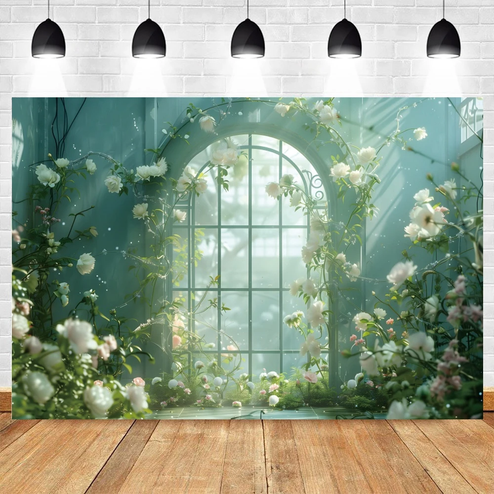 Floral Window Photography Background Indoor Flower Adult Birthday Party Wedding Maternity Portrait Decor Backdrop Photo Studio