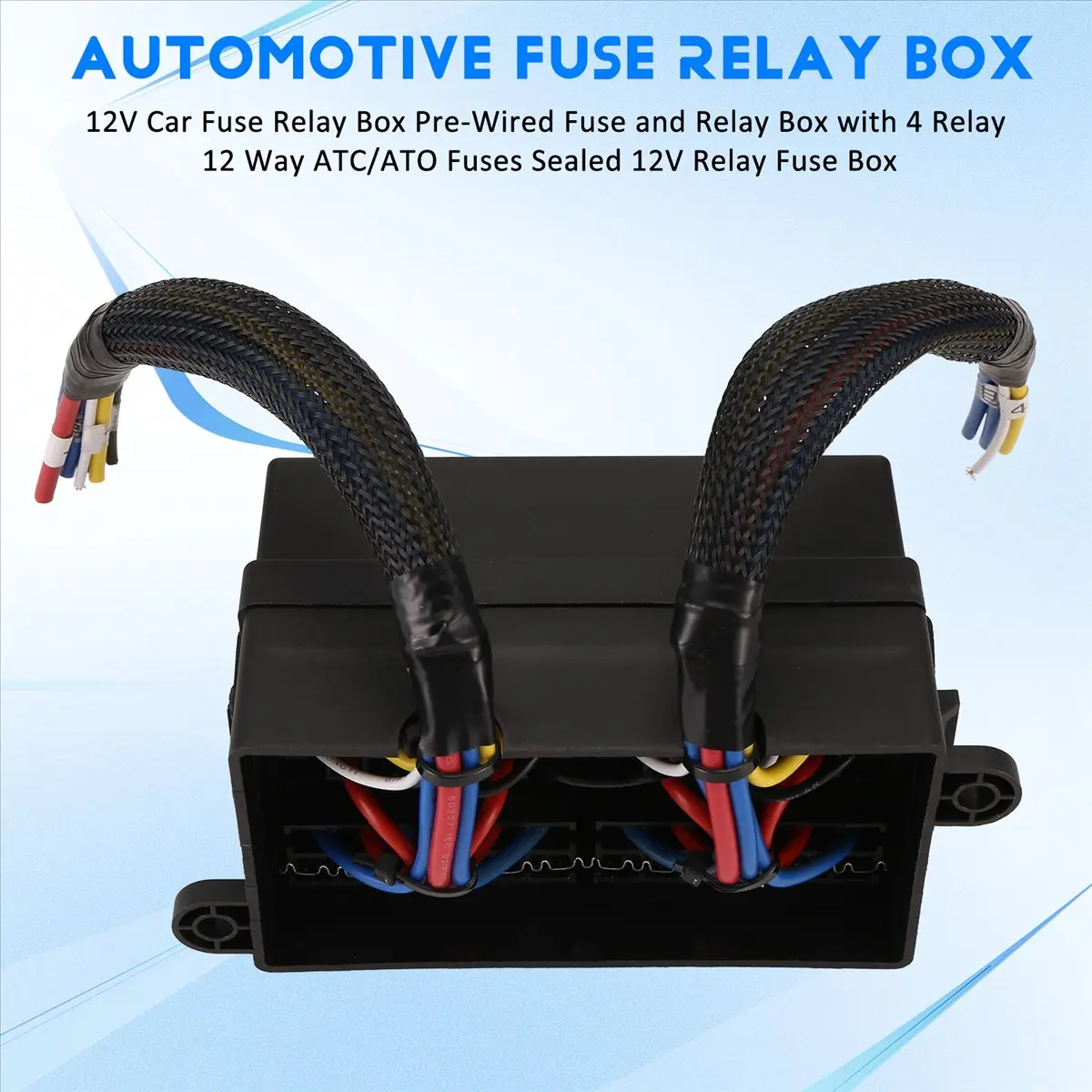 12V Car Fuse Relay Box Pre-Wired Fuse and Relay Box with 4 Relay 12 Way ATC/ATO Fuses Sealed 12V Rel