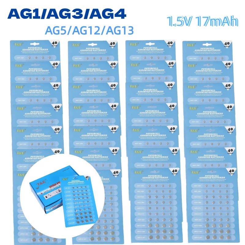 

40PCS AG13 LR44 1.55V Button Cell Batteries Set Coin Cell for Watches Toys Remotes Compatible with A76 LR1154 GP7 Pack