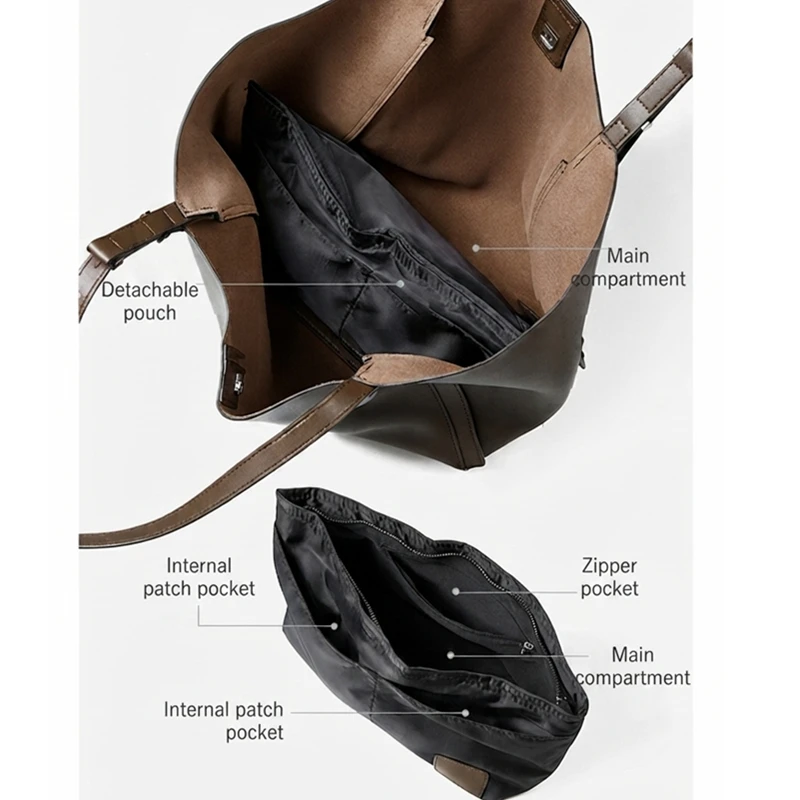 HIFASHION Large Genuine Leather Tote Bag Women Vintage Soft Cowhide Shoulder Bag Laptop Work Commuter Shopper Ladies Handbags view 4