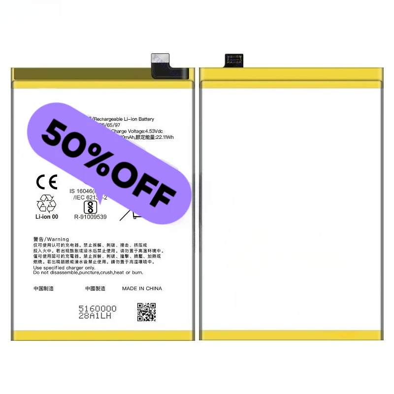 BLPB65 for OPPO A5 PRO/CPH2695 Mobile Phone Battery High Quality High Capacity  Replacement Bateria Grade A Cell with Tools