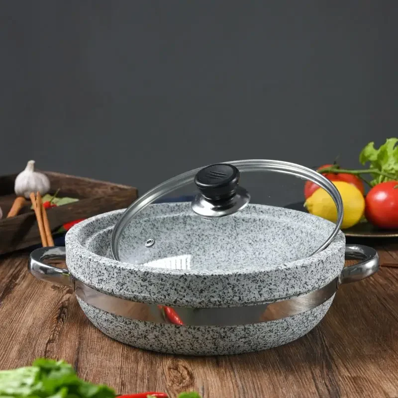 Korean Stone Pot Mixed Rice Double Ear Anti Scalding Baking Tray Restaurant Cooking Pots Thermal Insulation Kitchen Utensils