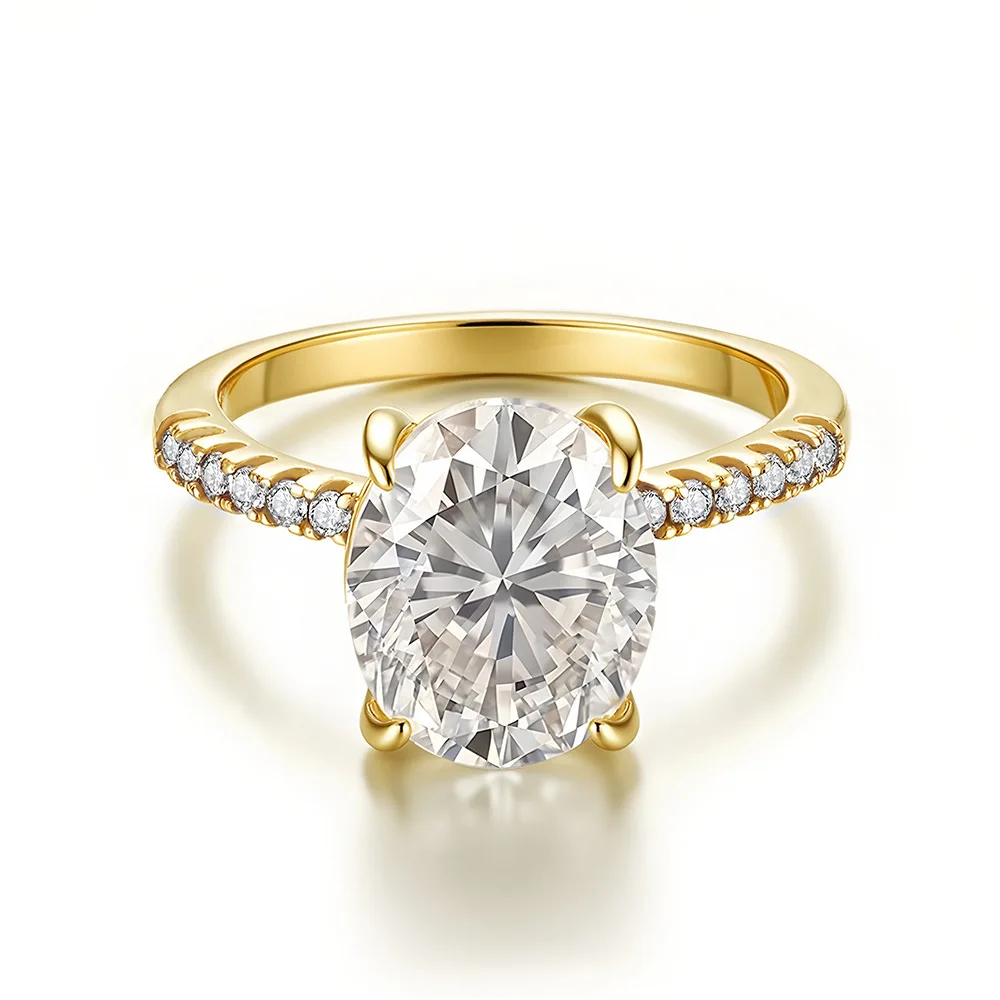 MOVESKI 5CT Oval Cut Moissanite Engagement Ring for Women, 925 Sterling Silver Paved Side Stone Promise Ring Jewelry