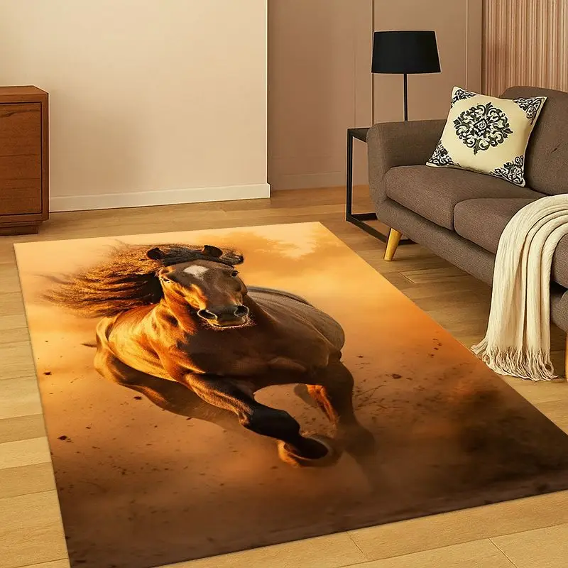 Horse Pentium Steed Animal Cartoon Carpet Rug for Bedroom Living Room Sofa Playroom Doormat Home Decor,Kid Area Rug Non-slip