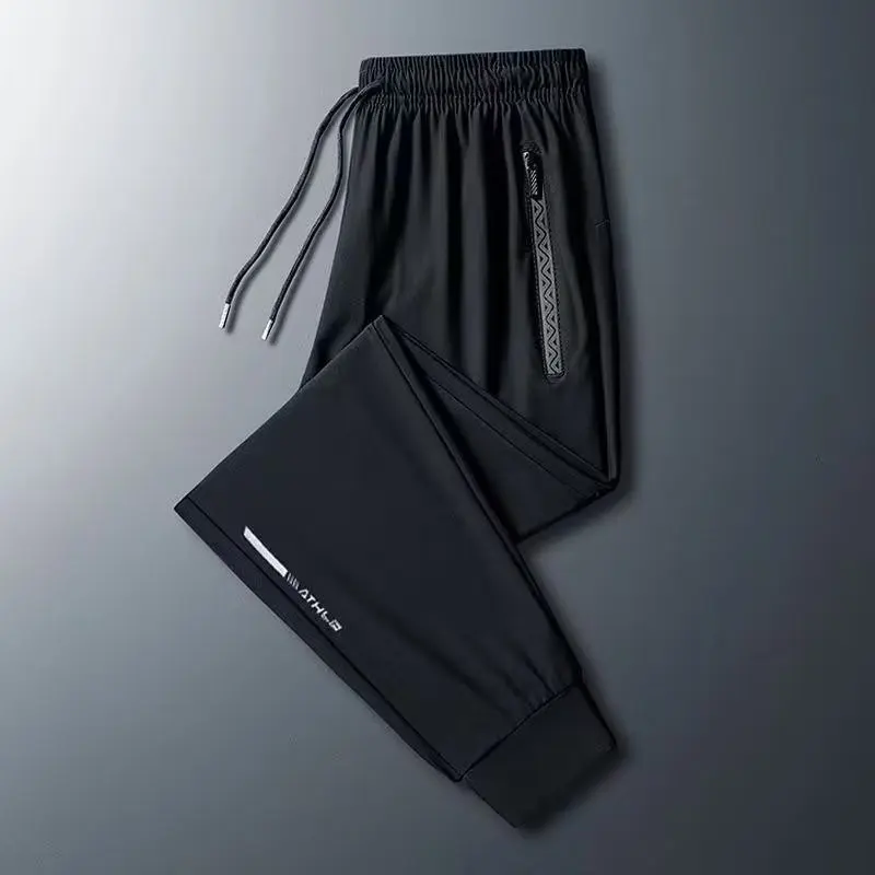 Women's Wear-Resistant Dirt-Resistant Ice Silk Large Size Casual Sports Pants for Working Thin Quick-Drying Long Pants Summer