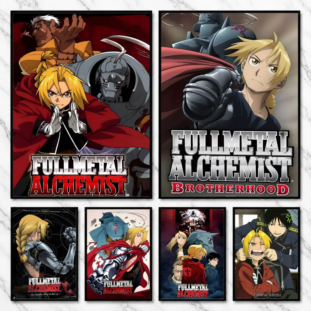 Fullmetal Alchemist Alchemy Steam Sibling TV Anime Poster Self-Adhesive Unframed Fashion Wall Prints for Office & Home Decor