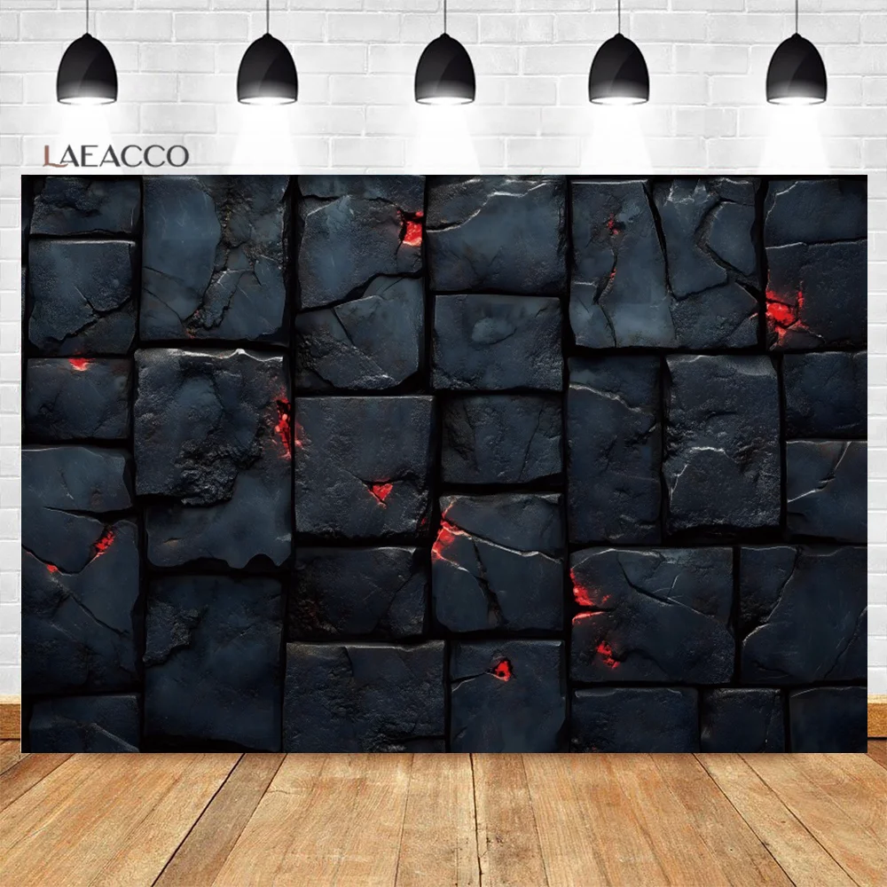 Laeacco Deep Black Stone Wall Photography Backdrop Retro Slate Red Texture Pattern Children Adult Portrait Photo Background