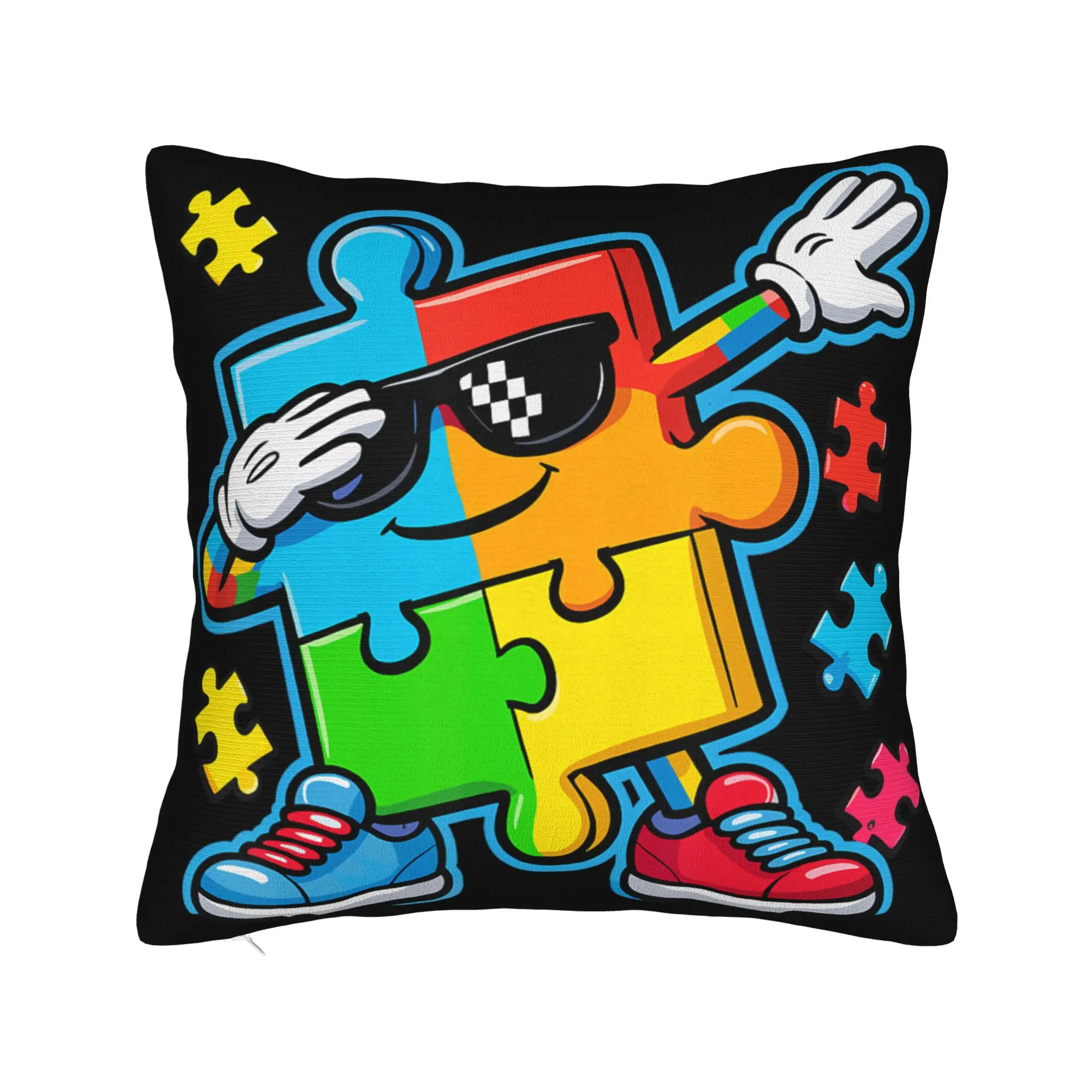 Decorative Pillowcase Dabbing Puzzle Autism Awareness Merch Home  Pillow Case Cover Square Multi Size
