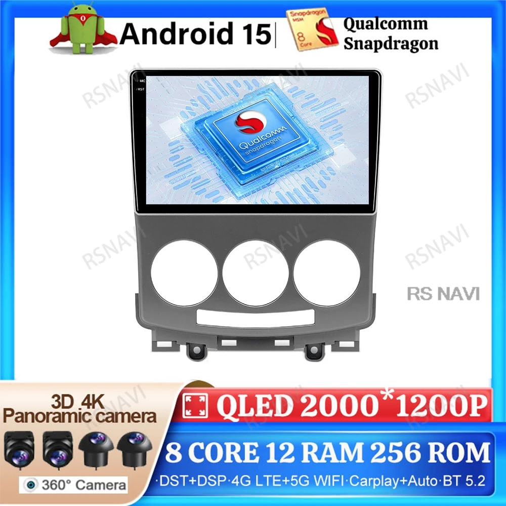 Android 16 Video Player Car Radio Multimedia For MAZDA 5 2005 2006 2007 2008 2009 2010 Autoradio GPS BT 4G LTE Stereo 360 Camera