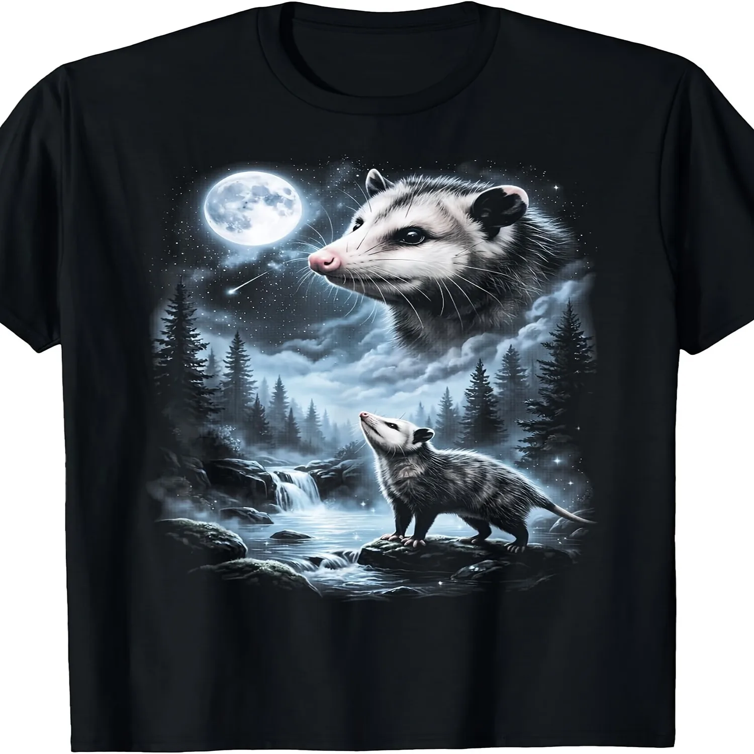 Retro 90's Opossum Howling at Moon T-Shirt - Vintage Opossum Graphic Tee, Round Neck Casual Shirt Suitable for - Wear, Machine Washable Apparel with Iconic Opossum Howling Short Sleeve T Shirt, Birthday Gift Tee